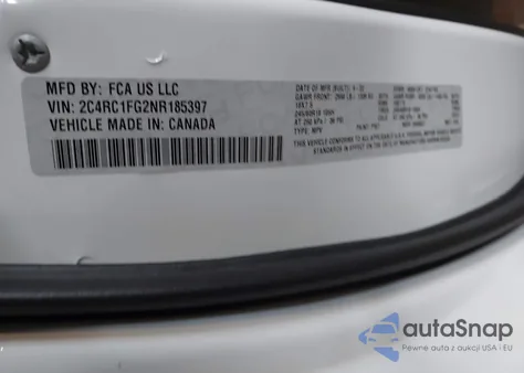 2022 Chrysler Pacifica Touring z USA, uszkodzony, nr VIN 2C4RC1FG2NR185397